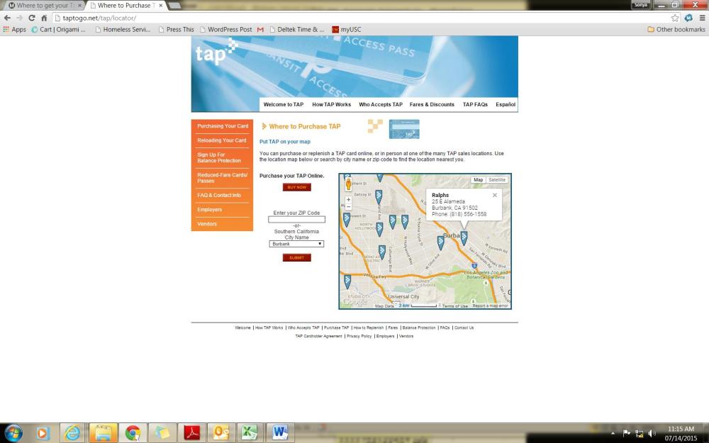 Buy your Tap Card at Ralphs